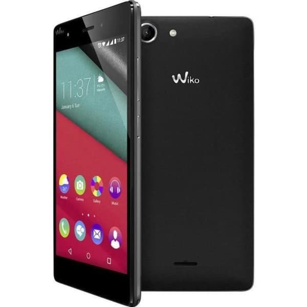 Wiko Pulp 4G Hölster svart folio med fönster i läderlook och synliga sömmar av PH26®