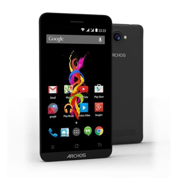 Archos 40 d Titanium Svart folio-väska med fönster i läderlook och synliga sömmar av PH26®
