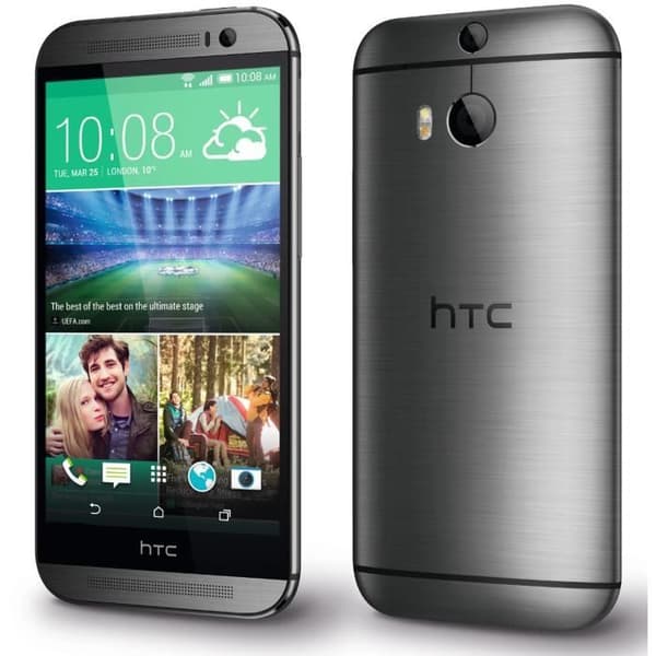 HTC ONE M8 Dedikerat svart folioskydd med läderliknande fönster med synliga sömmar från PH26®
