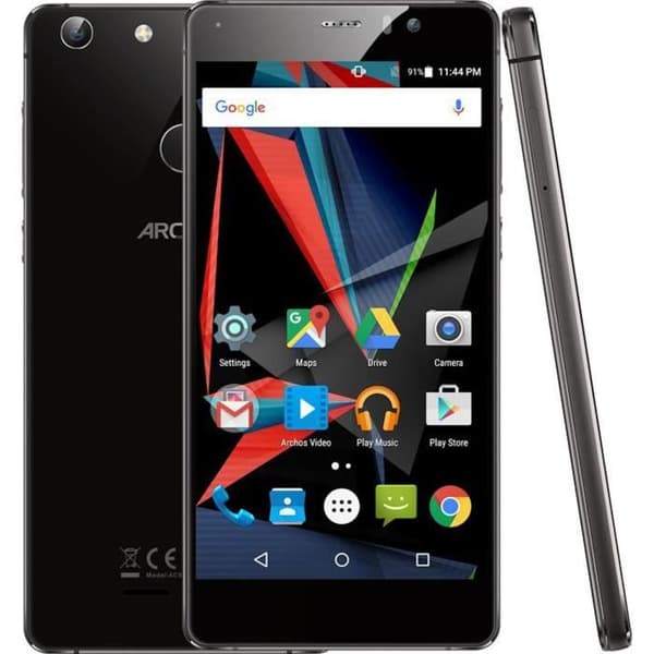 Telefontaska - PH26® - Archos 55 Diamond Selfie - Syntetiskt läder - Svart - Fodral med fönster