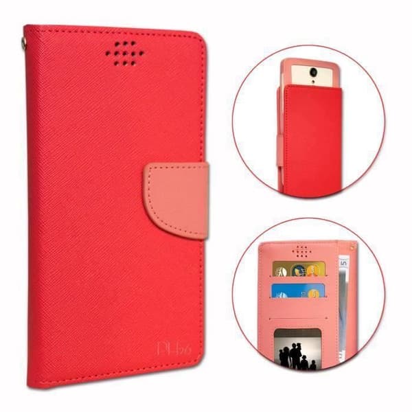 Huawei Ascend G300 Foliofodral i Fuchsia texturerat läder med korthållare och synliga sömmar från PH26®