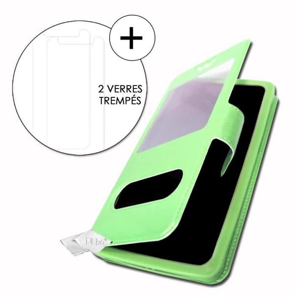 Hölster för Samsung Galaxy A71 5G - Super Pack - Extra Slim - Ekologiskt läder - 2 skyddsglas - Grön