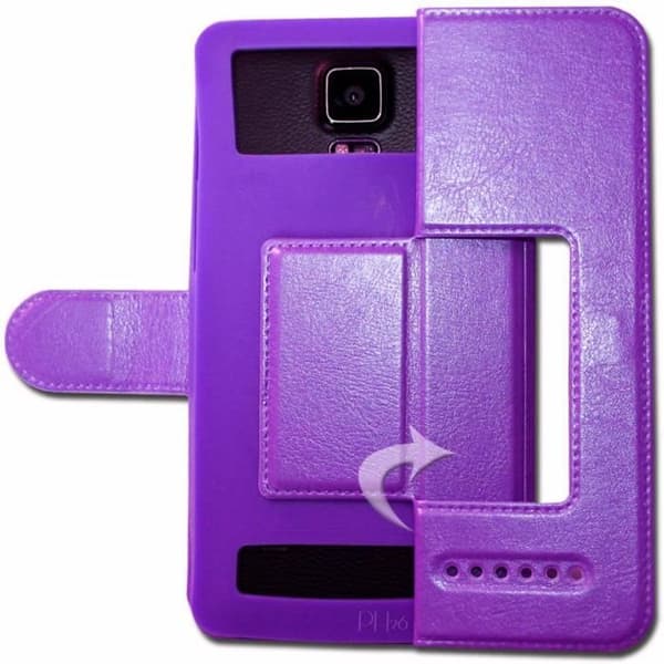 Super Pack-fodral för Oppo Reno Z SD710 Extra Slim 2 Eco-läderfönster + 2 högtransparens skyddsglasögon LILA
