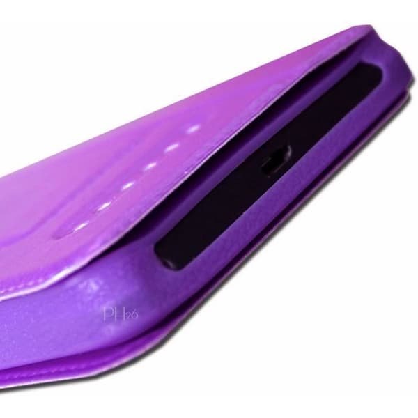 Super Pack-fodral för Oppo Reno Z SD710 Extra Slim 2 Eco-läderfönster + 2 högtransparens skyddsglasögon LILA
