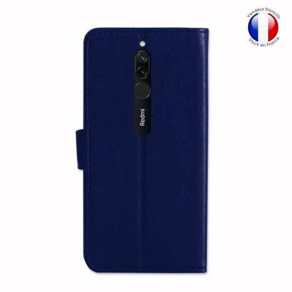 Plånboksfodral dedikerat till Xiaomi Redmi 8 med magnetisk flik, kortlagring och videostöd - Blå