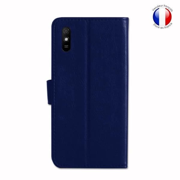 Plånboksfodral dedikerat till Xiaomi Redmi 9A med magnetisk flik, kortlagring och videostöd - Blå
