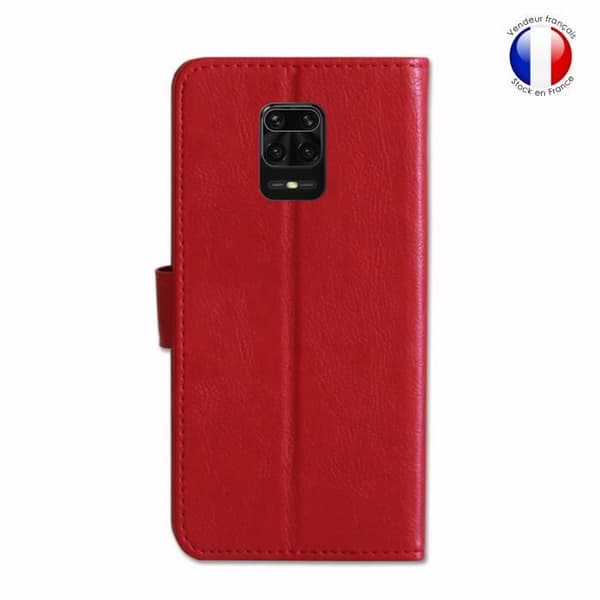 Plånboksfodral dedikerat till Xiaomi Redmi Note 9s med magnetisk flik, kortlagring och videostöd - Röd