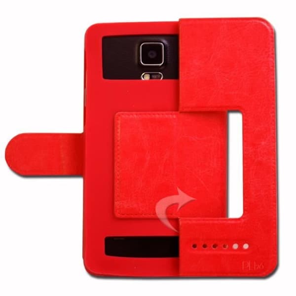Super Pack-fodral för Xiaomi Mi 10 Pro Extra Slim 2 Eco-läderfönster + 2 skyddsglasögon med hög genomskinlighet RÖDA