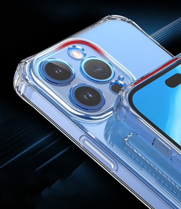 iPhone 15 Pro Max läpinäkyvä kotelo, jossa on sivukorttipidike - Kestävä ja kevyt