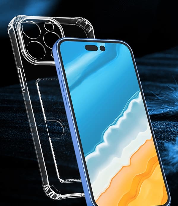 iPhone 15 Pro Max läpinäkyvä kotelo, jossa on sivukorttipidike - Kestävä ja kevyt