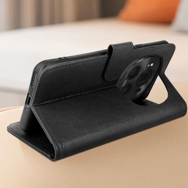 Fodral till Honor Magic 6 Pro 5G - AVIZAR - Chesterfield - Plånbok och videohållare - Svart