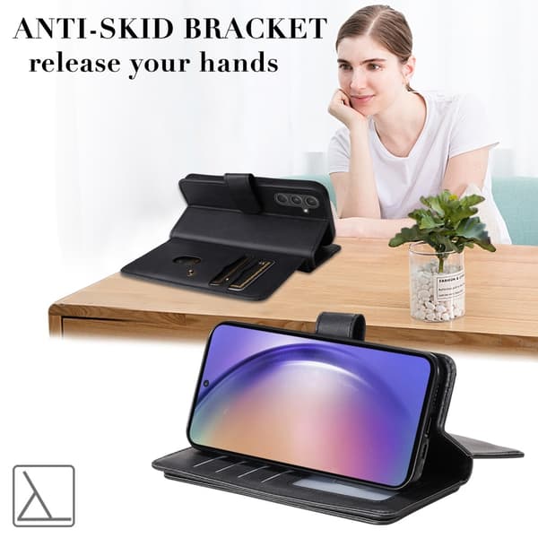 SKALO Samsung A55 5G 10-lokeroa Lompakkokotelo - Musta