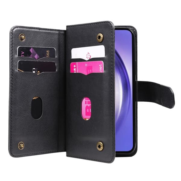 SKALO Samsung A55 5G 10-lokeroa Lompakkokotelo - Musta