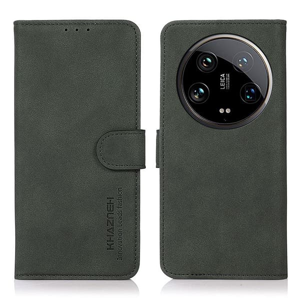 SKALO Xiaomi 14 Ultra 5G KHAZNEH Lompakkokotelo PU-nahasta - Vihreä