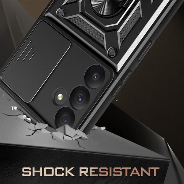 SKALO Samsung A35 5G Armor Hybrid Metallring Kameraslider - Svart