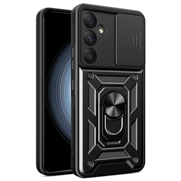 SKALO Samsung A35 5G Armor Hybrid Metallring Kameraslider - Svart