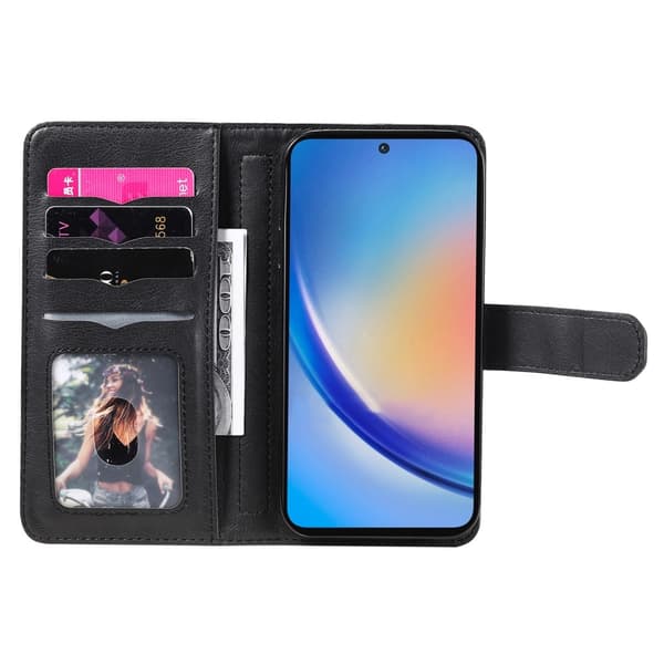 SKALO Samsung A35 5G 10-lokeroa Lompakkokotelo - Musta