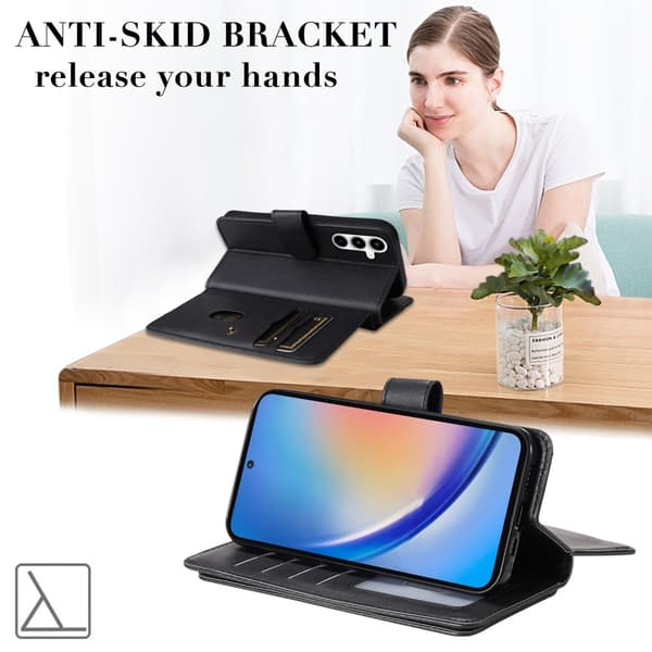 SKALO Samsung A35 5G 10-lokeroa Lompakkokotelo - Musta