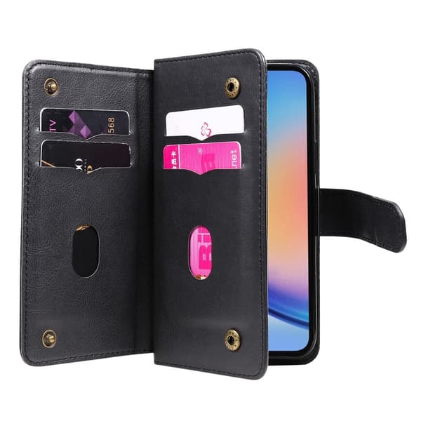 SKALO Samsung A35 5G 10-lokeroa Lompakkokotelo - Musta
