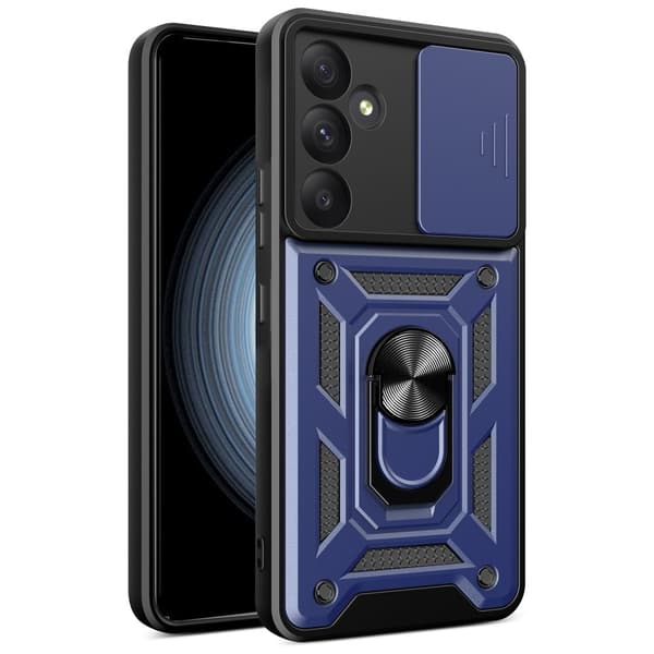 SKALO Samsung A55 5G Armor Hybrid Metal Ring Camera Slider - Blå