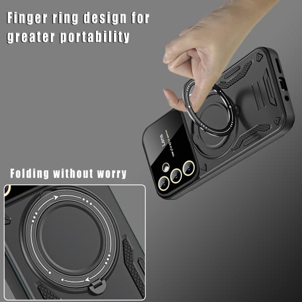 SKALO Samsung A55 5G Hybrid Magnetring Skal - Svart
