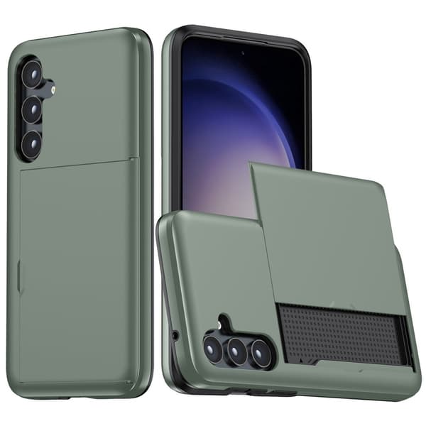 SKALO Samsung A55 5G Armor Suojakuori korttikotelo - Vihreä