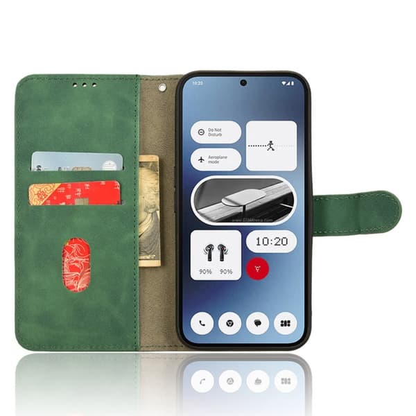 SKALO Nothing Phone (2a) Matt PU Nahka lompakkokotelo - Vihreä