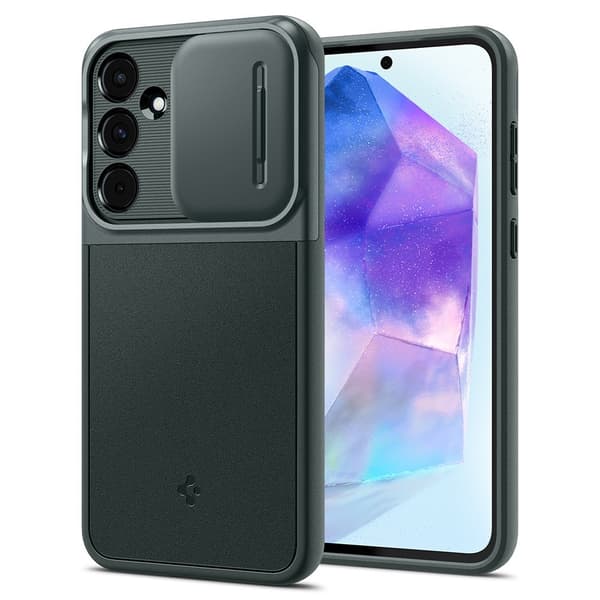 Spigen Samsung Galaxy A55 Cover Optik Armor Abyss Green