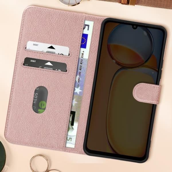 Fodral till Xiaomi Redmi 13C - AVIZAR - Chesterfield - Support för plånbok och video - Rosa