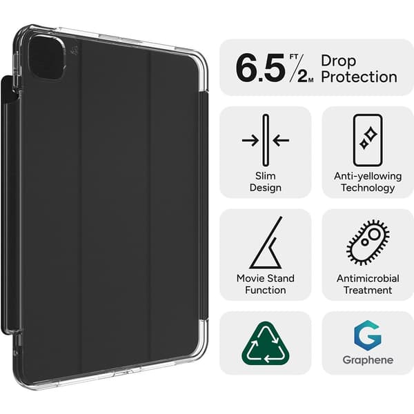 ZAGG iPad Pro 11 (M4) Kotelo Crystal Palace Folio Musta Läpinäkyvä