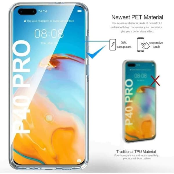 360 Fodral Kompatibel Huawei P40 Pro 100 % Transparent 360 Fullt skydd Mjuk framsida + hård baksida. 360 Touch Cover