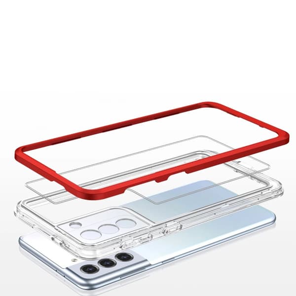Clear 3in1 Case Skal Samsung Galaxy S22 - Transparent/Röd