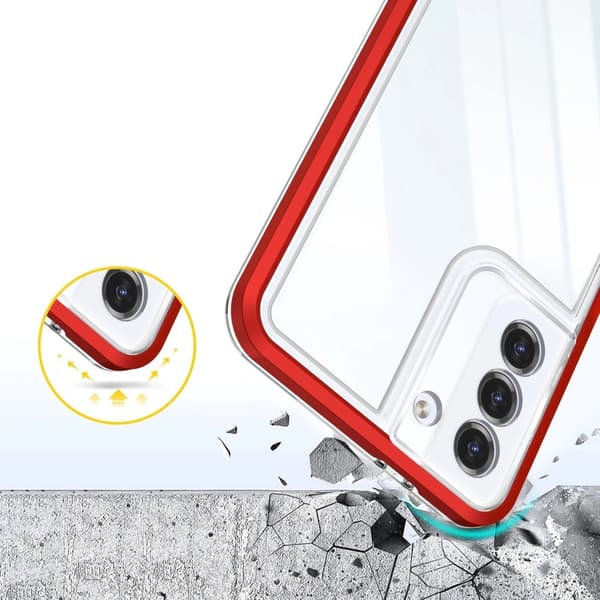 Clear 3in1 Case Skal Samsung Galaxy S22 - Transparent/Röd