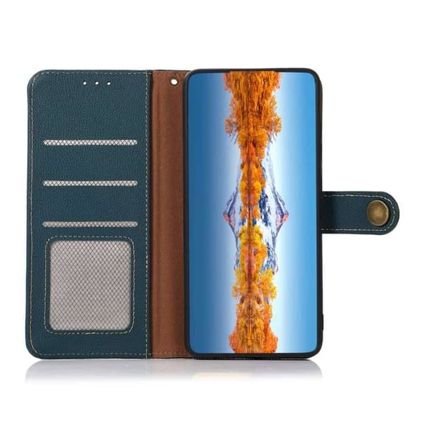 Lompakkokotelo 3-kortti nahkaa RFID Sony Xperia 1 VI - Vihreä