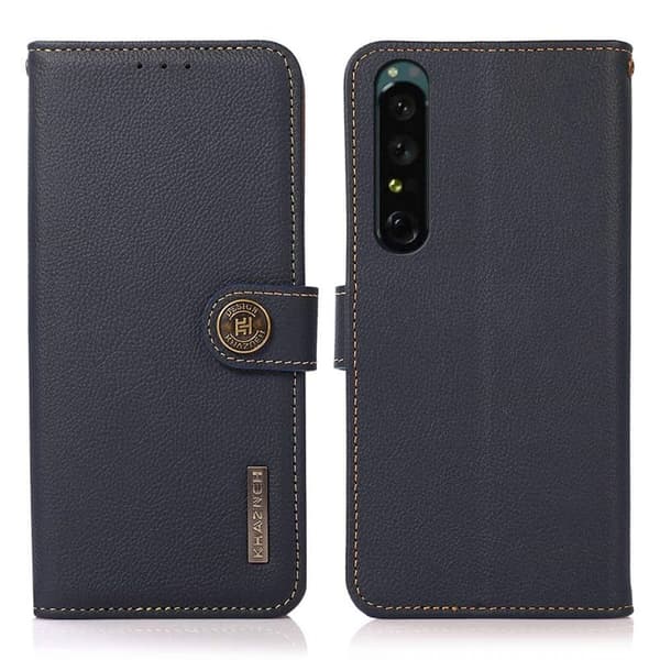 Lompakkokotelo 3-kortti nahkaa RFID Sony Xperia 1 VI - Sininen