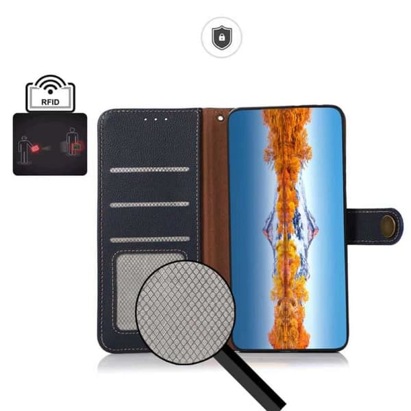 Lompakkokotelo 3-kortti nahkaa RFID Sony Xperia 1 VI - Sininen