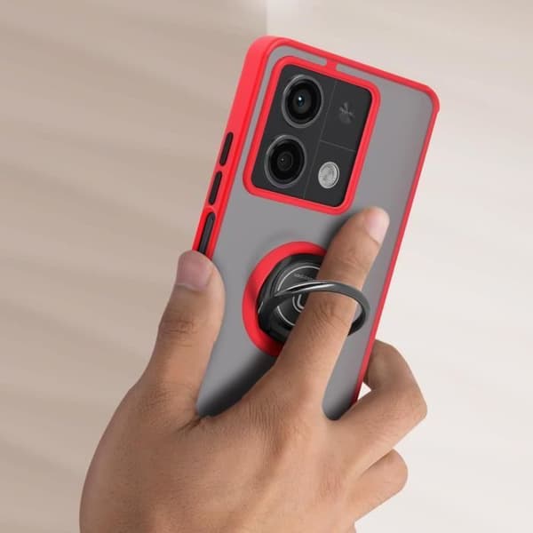 Fodral till Xiaomi Redmi Note 13 5G - AVIZAR - Metallringstödfunktion - Röd