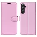 Miniatyrbild 1 av 6: Samsung Galaxy A55 5G Fodral Litchi Läder Ljus Rosa