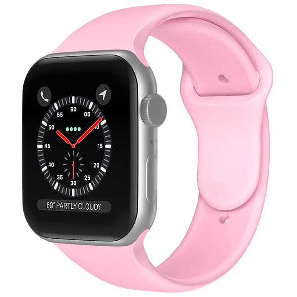 Apple Watch 42/44/45/49 mm Silikon Armband (M/L) Ljus Rosa