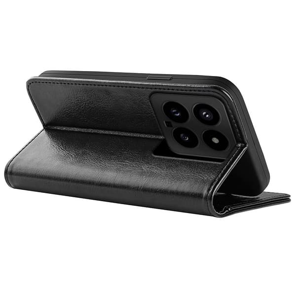 Xiaomi 14 Fodral Crazy Horse Läder Svart