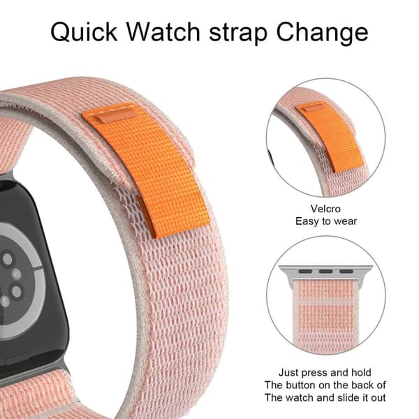 Apple Watch 42/44/45/49 mm Armband Nylon Trail Loop Rosa