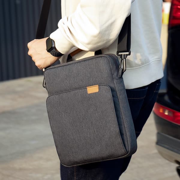 Laptop Axelväska För 11" I Vattentätt Nylon Mörk Grå