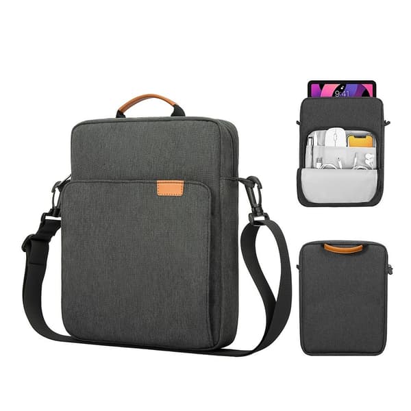 Laptop Axelväska För 11" I Vattentätt Nylon Mörk Grå