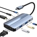Miniatyrbild 2 av 6: 7in1 100W USB-C Dockningsstation VGA/USB-C/USB 3.0 Blå