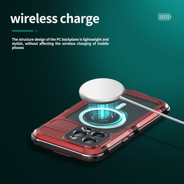 ShellBox iPhone 15 Pro MagSafe IP68 Aluminium Vattentät Skal Röd