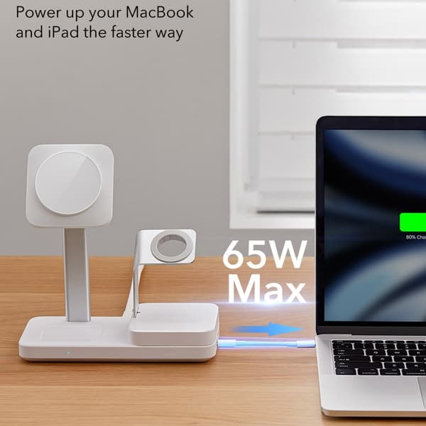ESR 5in1 65W PD GaN Trådlös MagSafe Laddstation Vit
