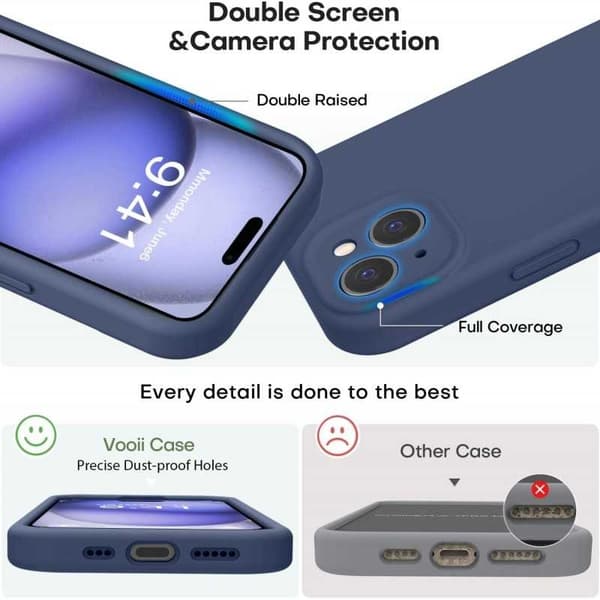 iPhone 12 Gummibelagt Skal med Kameraskydd Liquid V2 - Marinblå