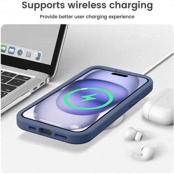 iPhone 12 Gummibelagt Skal med Kameraskydd Liquid V2 - Marinblå