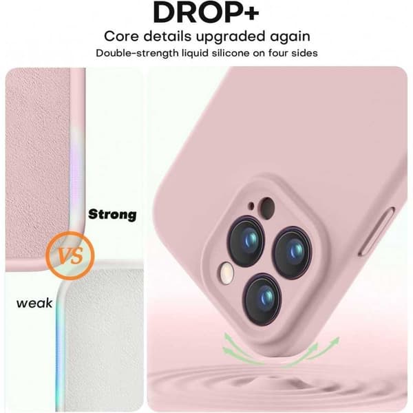 iPhone 15 Pro Gummibelagt Skal med Kameraskydd Liquid V2 - Rosa