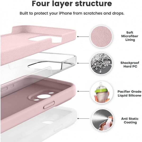 iPhone 15 Pro Gummibelagt Skal med Kameraskydd Liquid V2 - Rosa